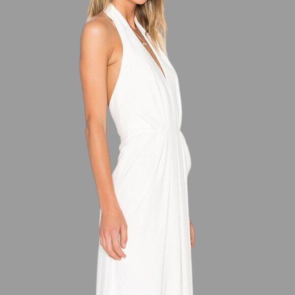 JILL JILL STUART V NECK PLEATED OFF WHITE GOWN - Picture 2 of 9